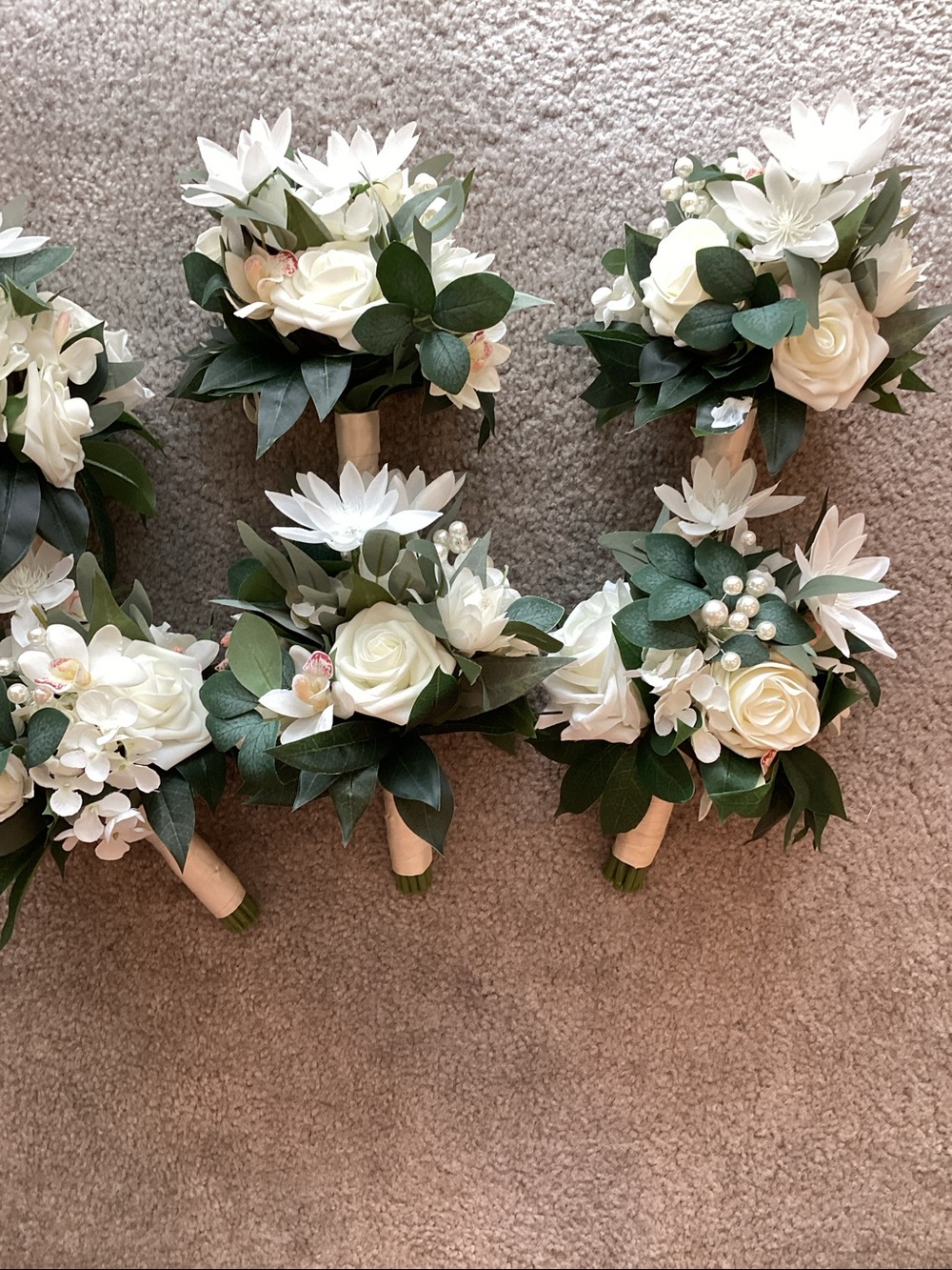Elegant White Rose and Greenery Bouquet - 6 included - Picture 5 of 6